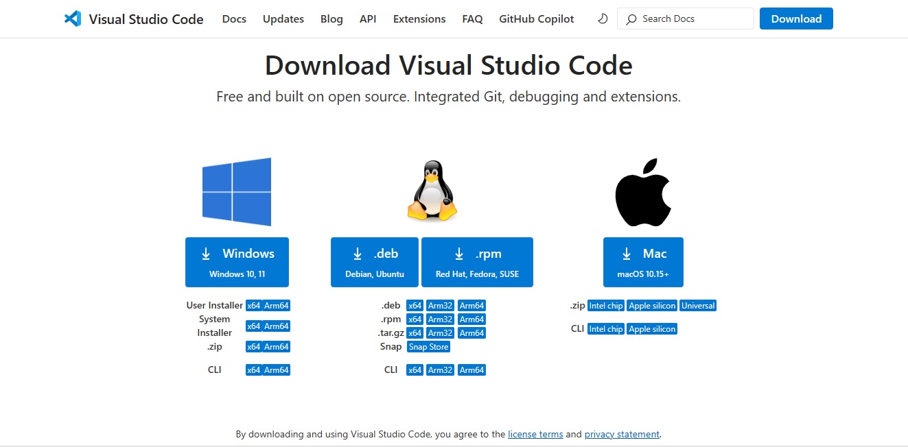 دانلود vscode از آدرس داده شده با توجه به سیستم عامل